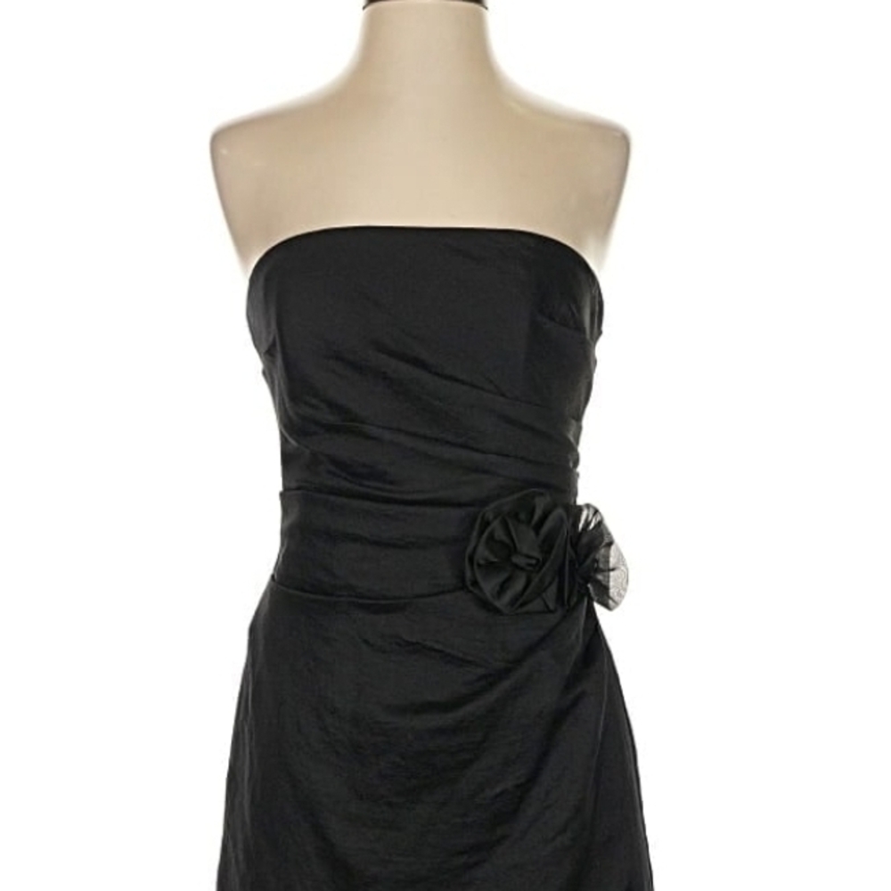 White House Black Market Strapless Black Dress with Floral Accent